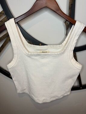 Madewell cream Ribbed Square-Neck Tank Top
